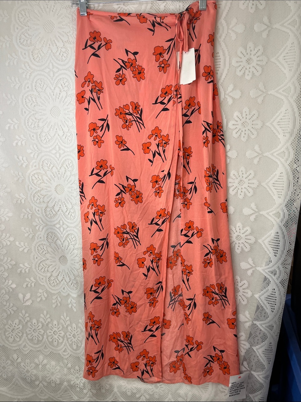 Top Shop Floral Wrap Maxi Skirt - Coral Pink NWT 4